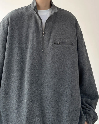 Simple Zip Pullover Long Sleeve Sweatshirt N0909