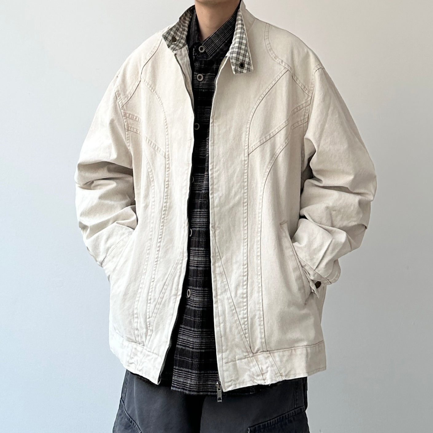 Curved Panel Work Design Jacket N0947