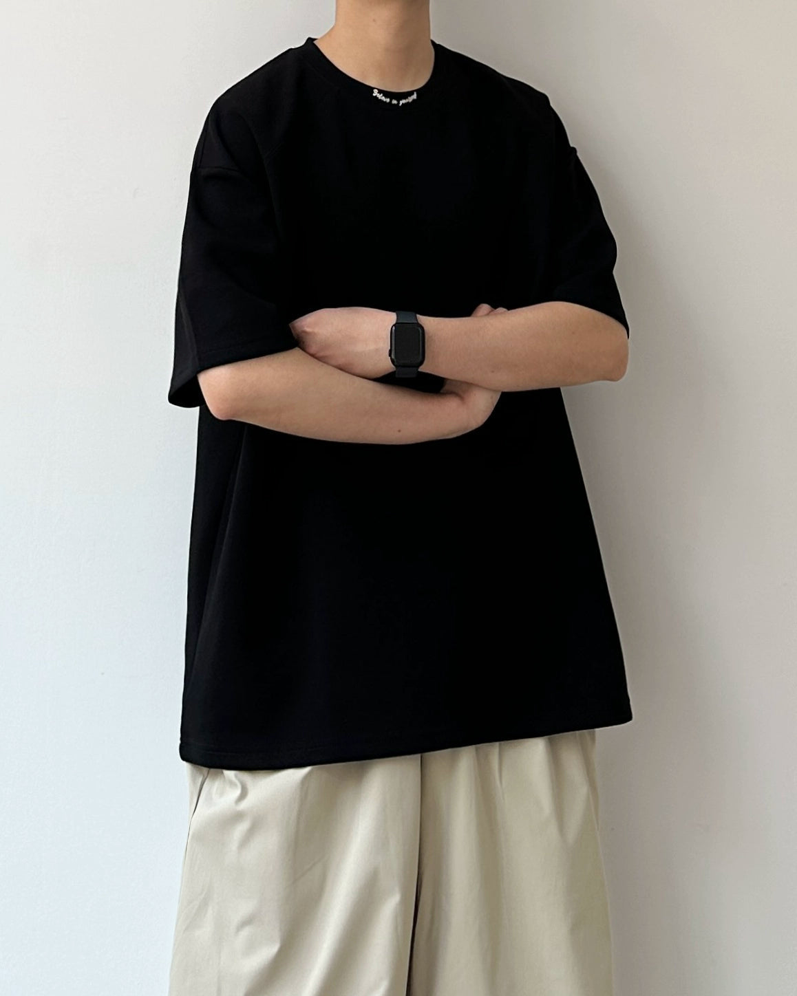 Minimal Design Black Short Sleeve T-Shirt N0828