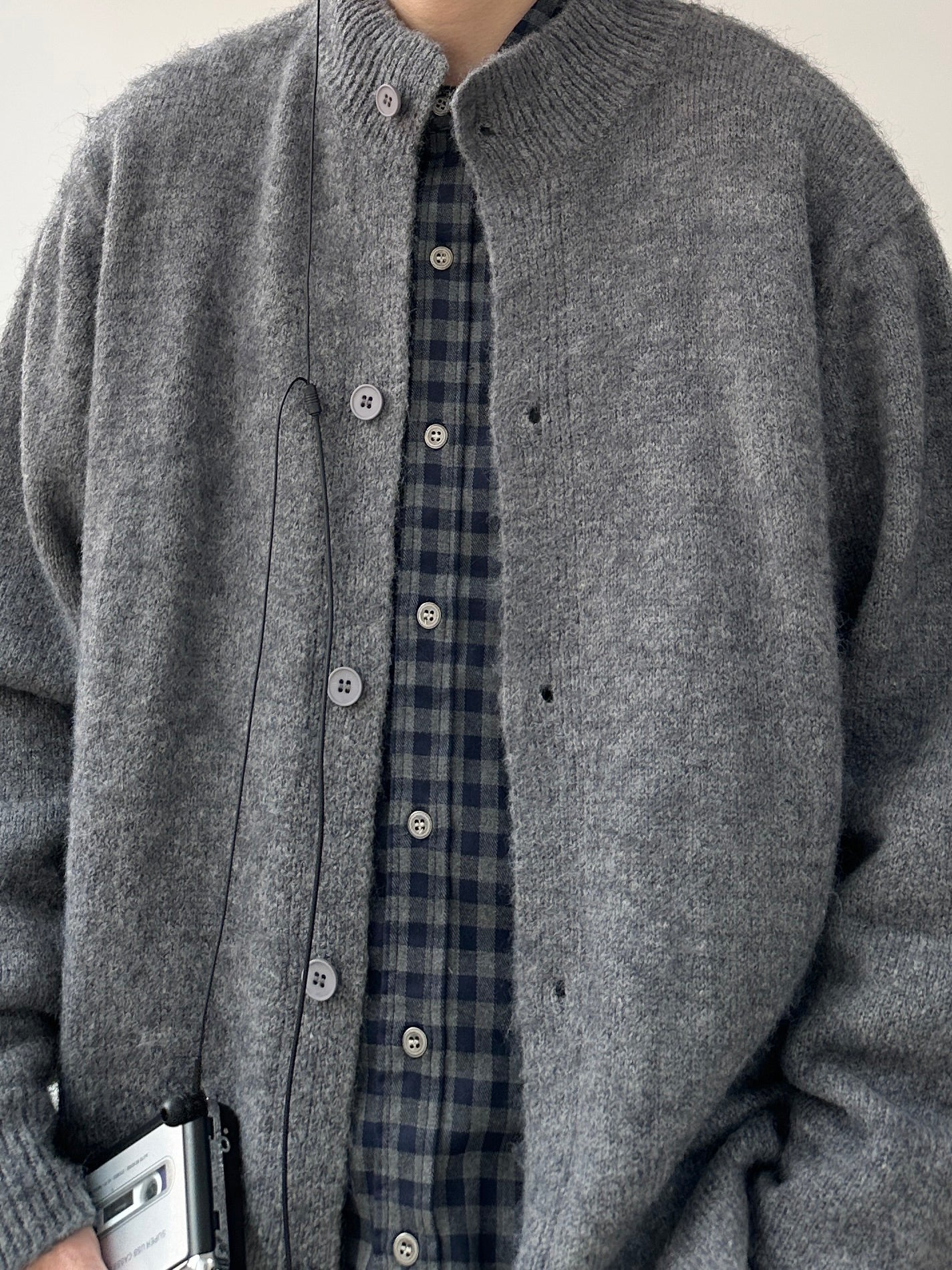 No-Collar Knit Button Cardigan N0981