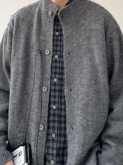 No-Collar Knit Button Cardigan N0981