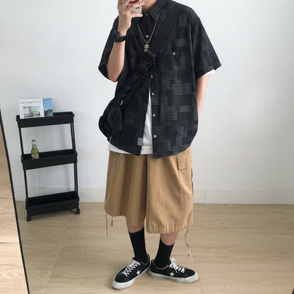Geometric Check Short Sleeve Shirt N1096