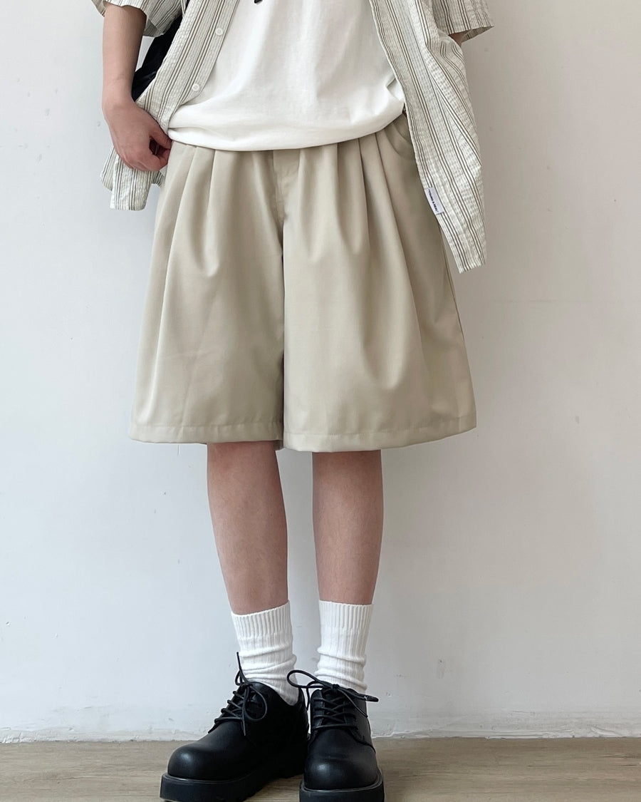 Simple Wide Silhouette Half Pants N0744