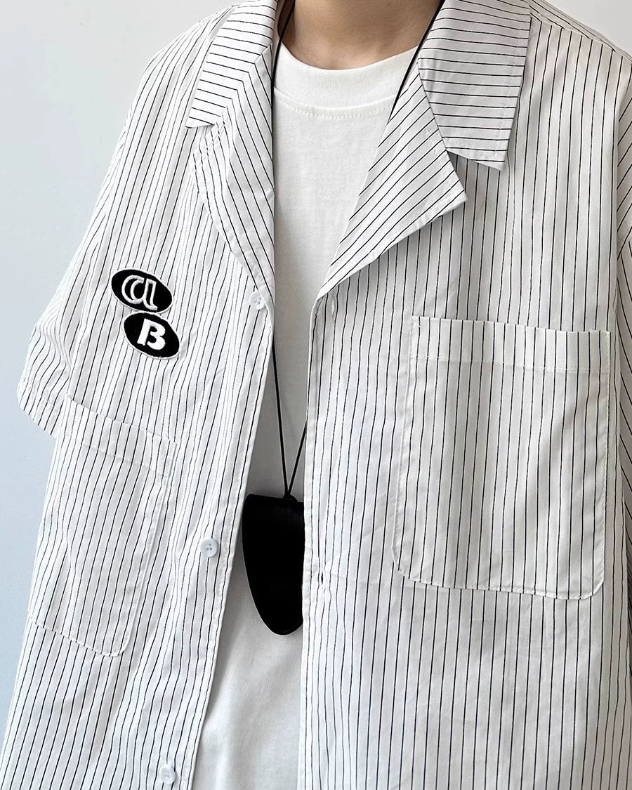 Clean Stripe Patch Shirt N0824