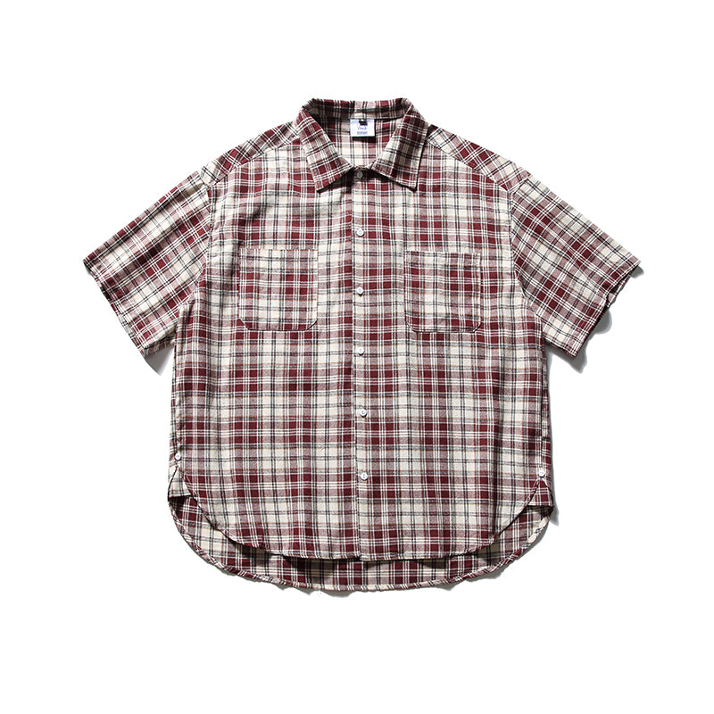 Plaid Patch Pocket Short-sleeved T-shirt N0276