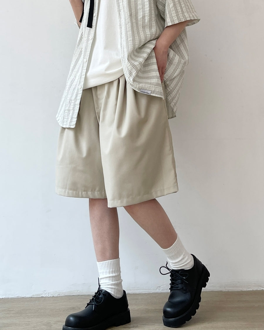 Simple Wide Silhouette Half Pants N0744
