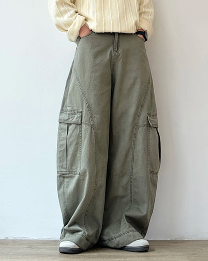 Retro Deconstructed Wide-Leg Pants N0872