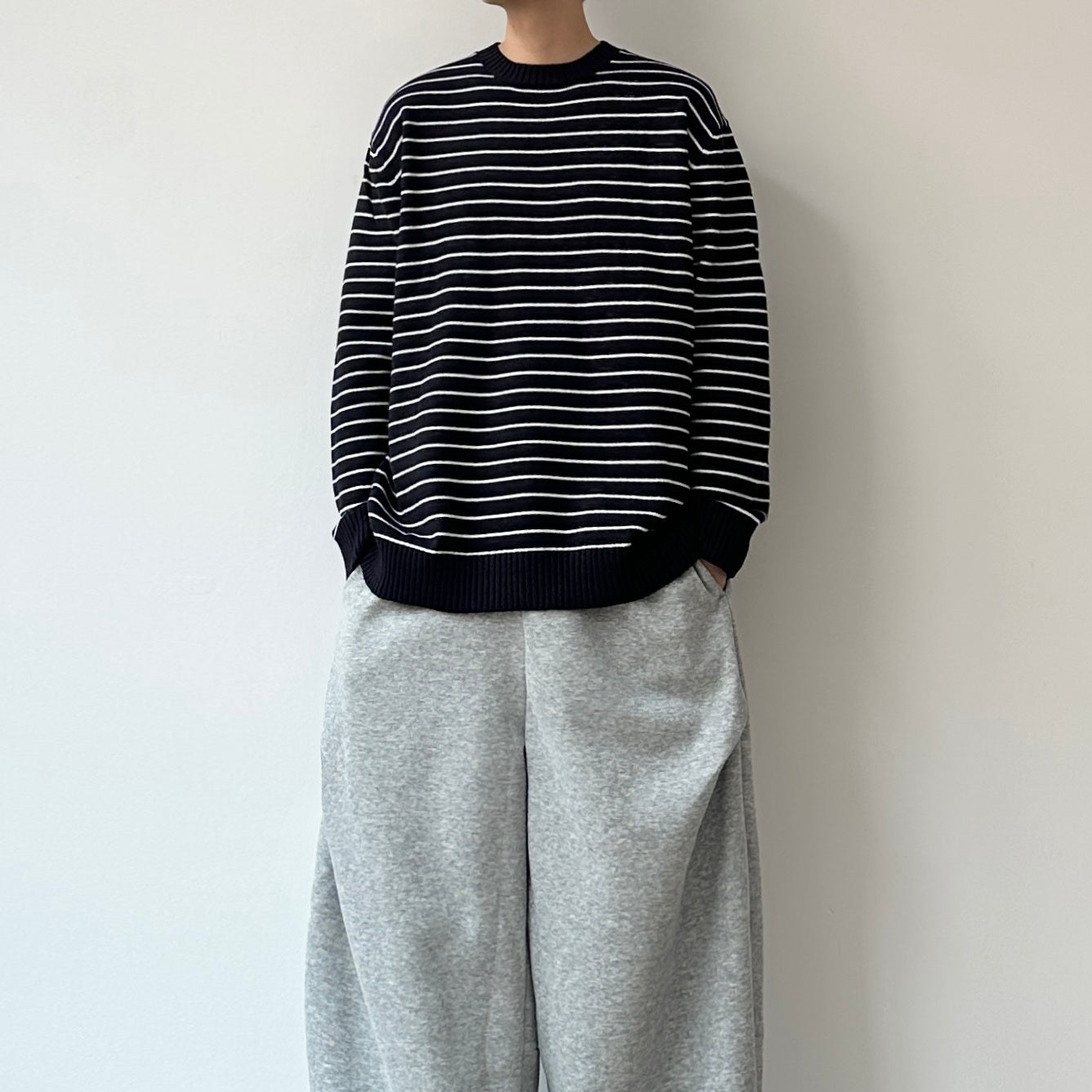 Border Line Loose Knit Sweater N0977