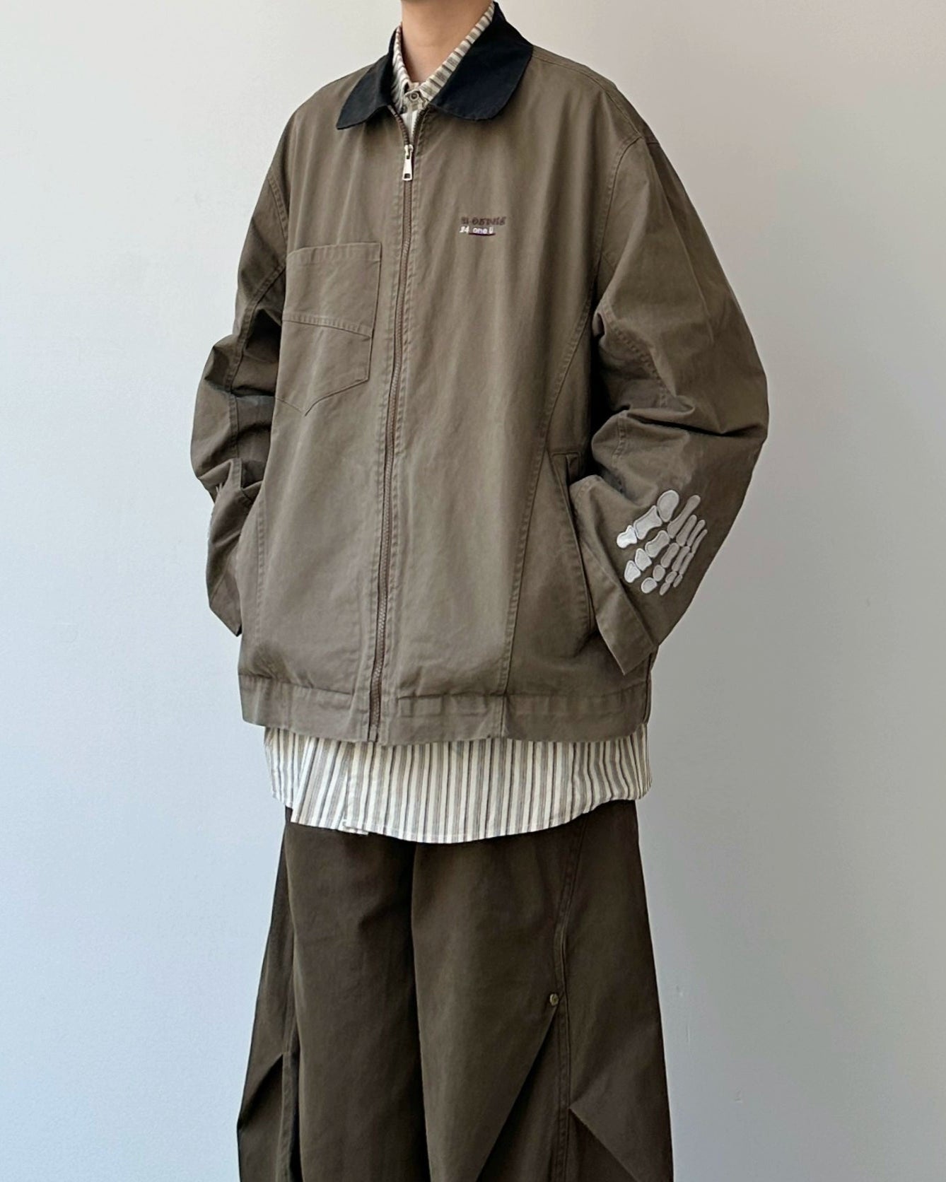 Two Tone Color Work Jacket N0932