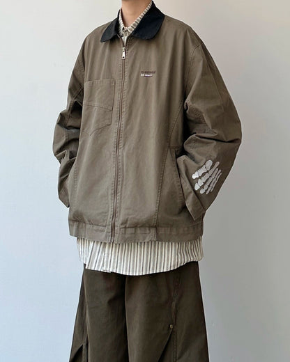 Two Tone Color Work Jacket N0932