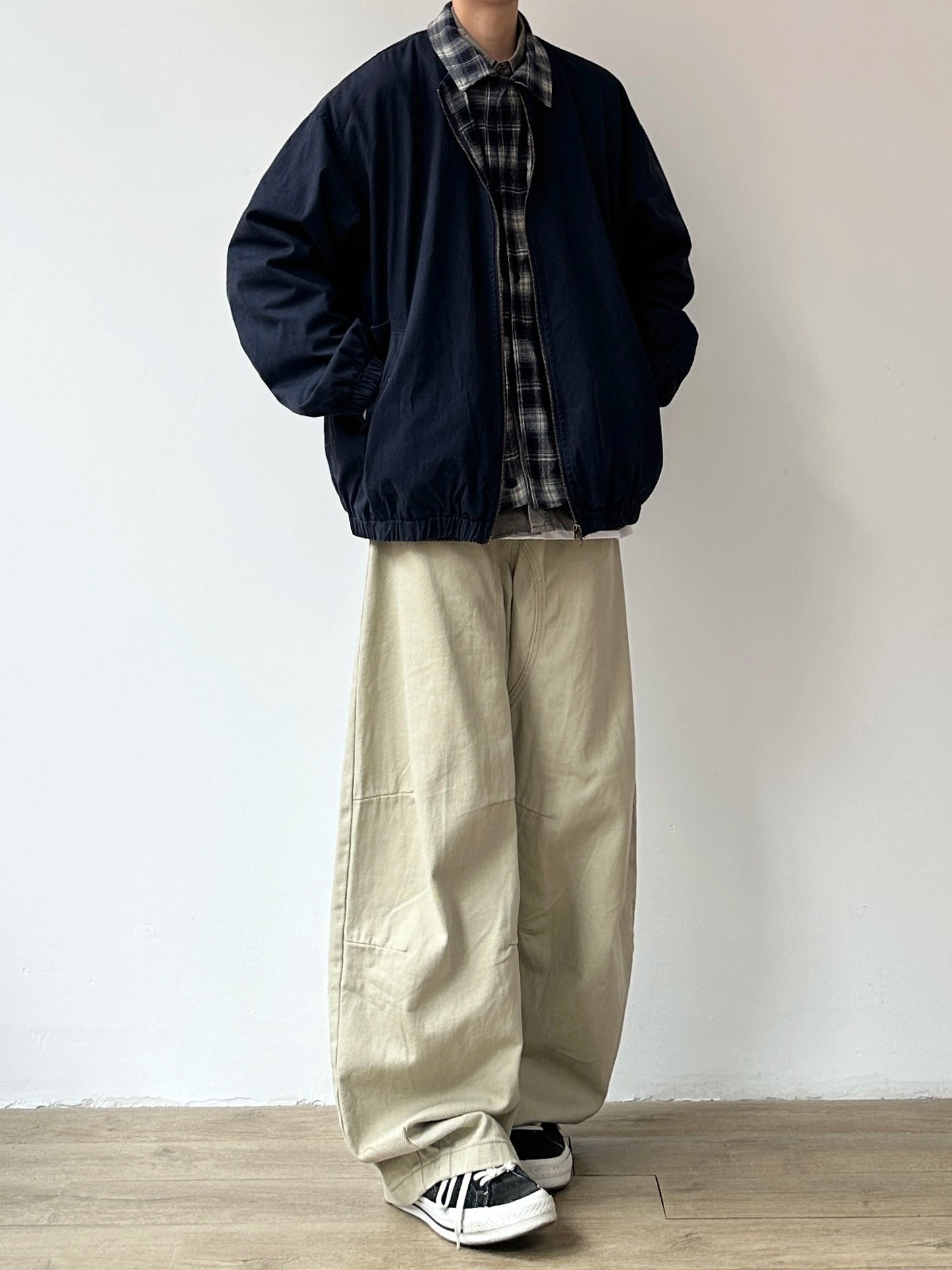 Plaid Fake Two-Piece Work Jacket N0874