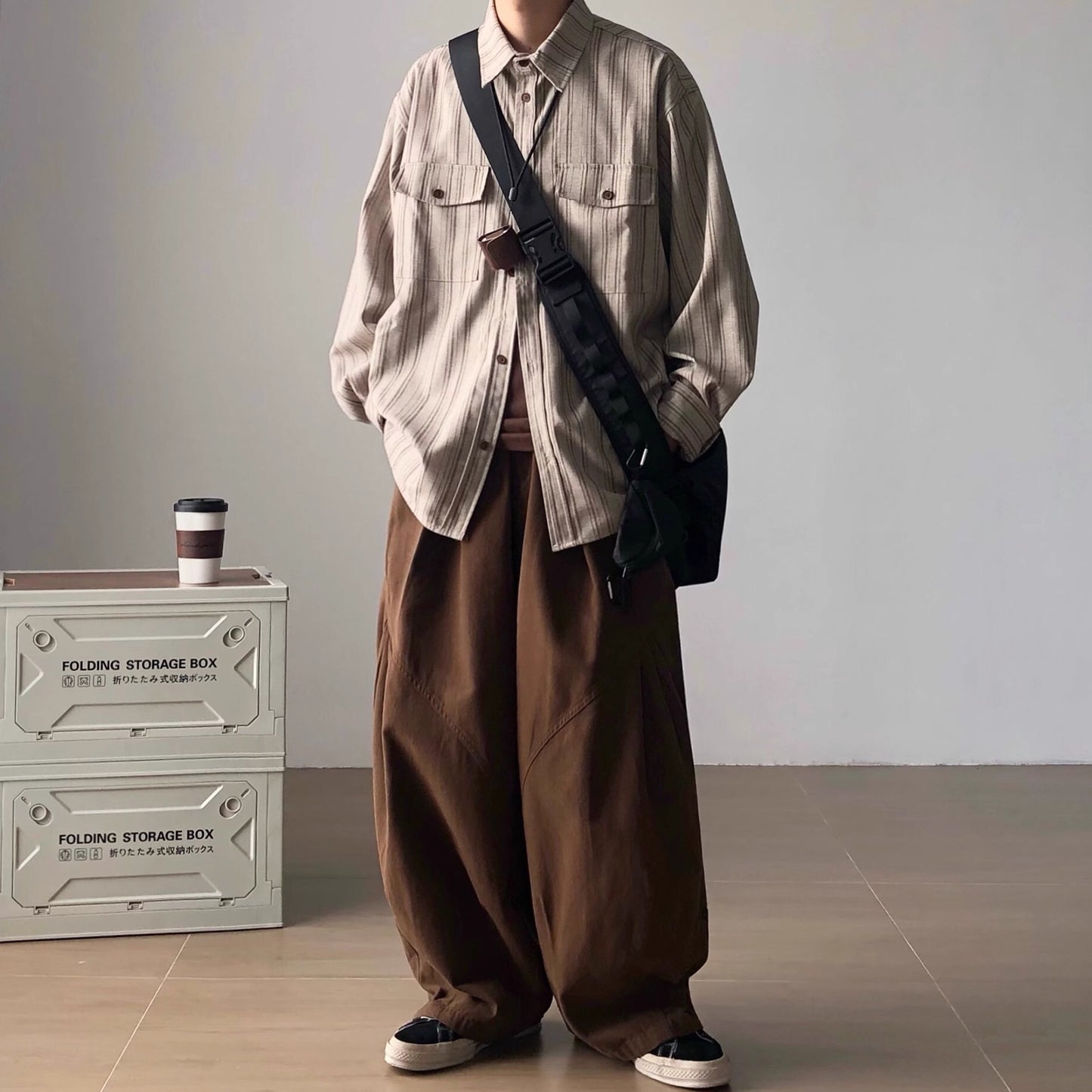 Loose Striped Long Sleeve Shirt N0457