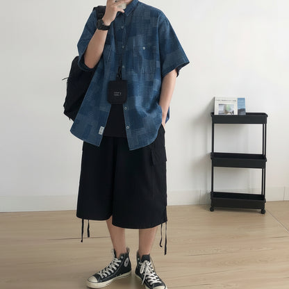 Geometric Check Short Sleeve Shirt N1096