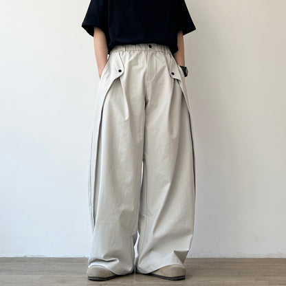 Balloon Silhouette Tuck Design Wide Pants N1065