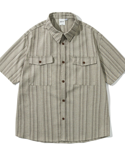 Striped Loose Fit Short Sleeve Shirt N0831