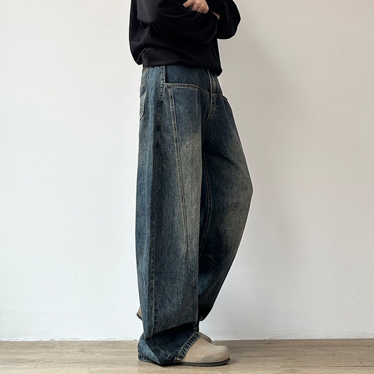 Vintage Wash Wide Denim Pants N0963