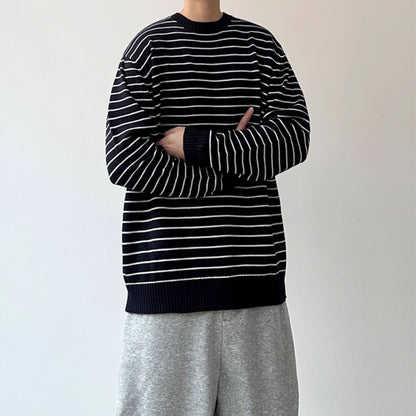 Border Line Loose Knit Sweater N0977