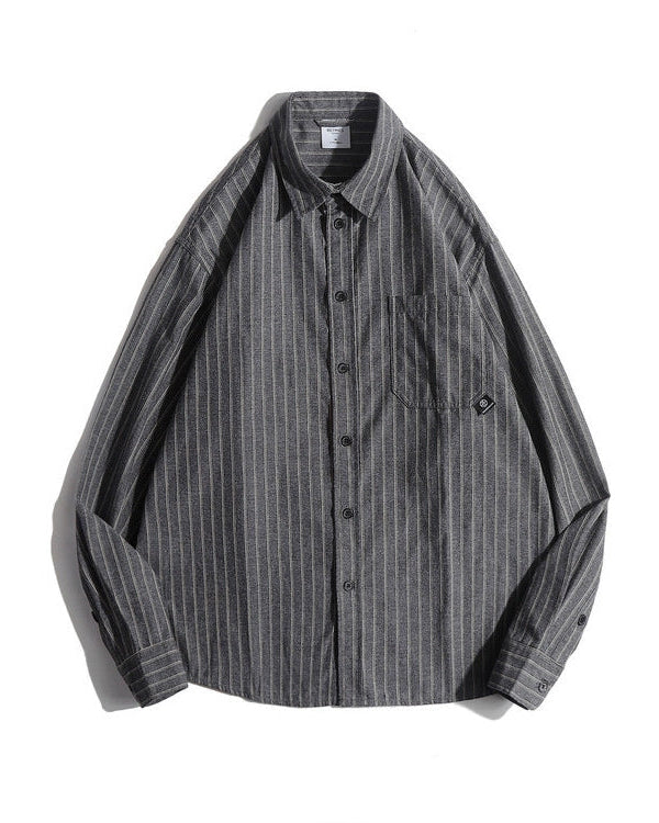 Retro Stripe Long Sleeve Casual Shirt N0684