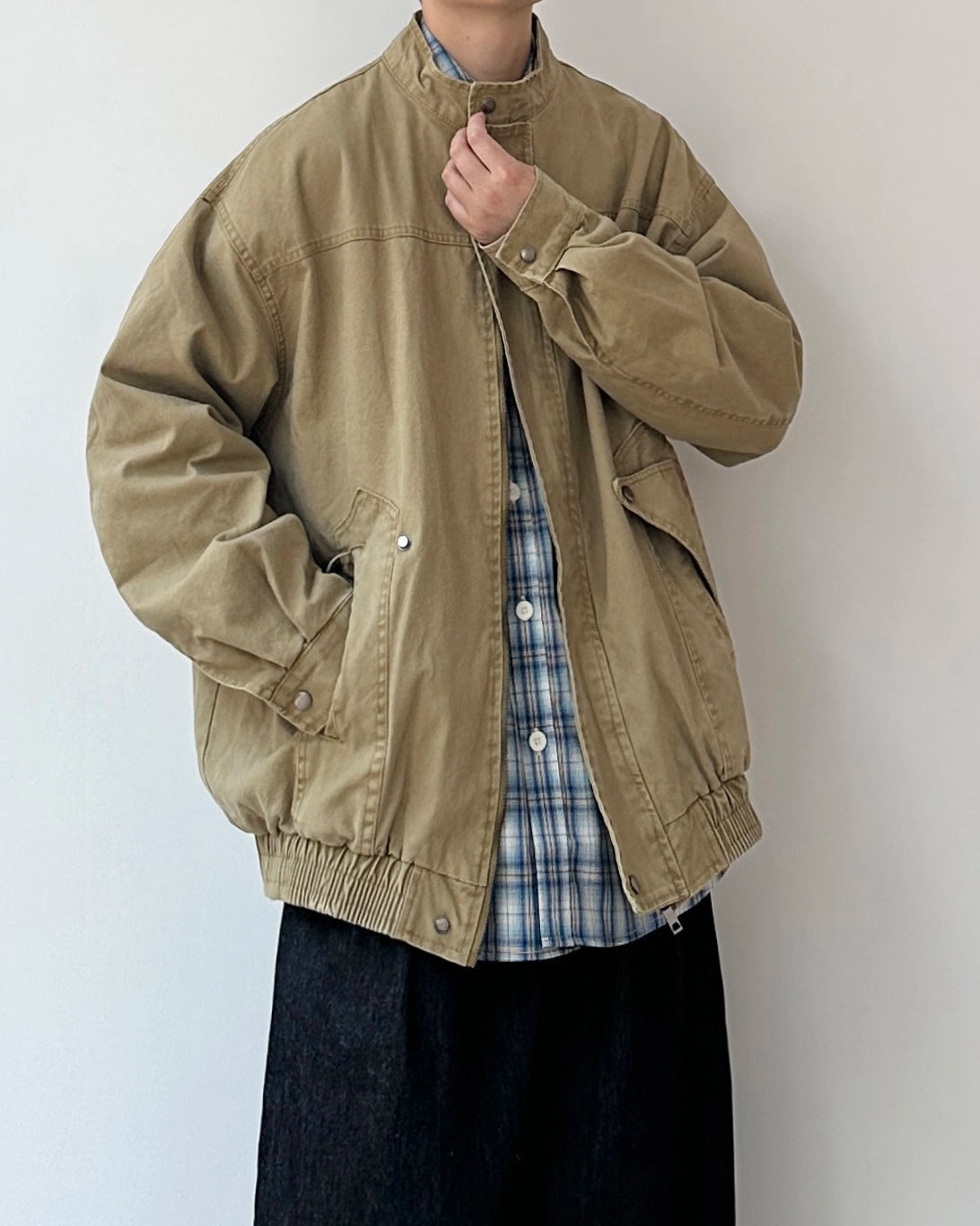 Relaxed Silhouette Stand Collar Jacket N0897