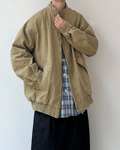 Relaxed Silhouette Stand Collar Jacket N0897