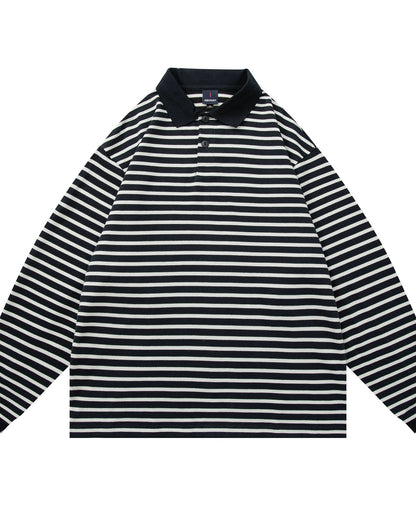 Border Loose Long Sleeve Shirt N0939