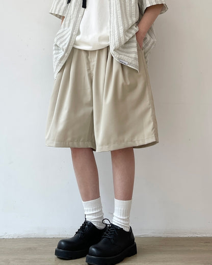 Simple Wide Silhouette Half Pants N0744