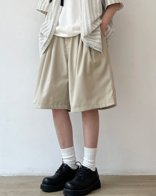 Simple Wide Silhouette Half Pants N0744