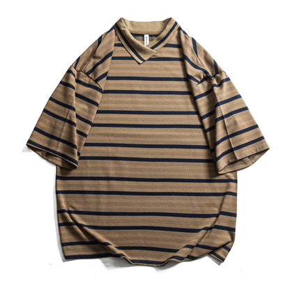 Border V-Neck Half Sleeve Top N1085