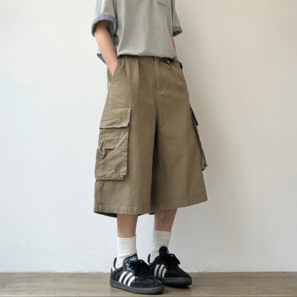 Multi Pocket Relaxed Cargo Half Pants N1089