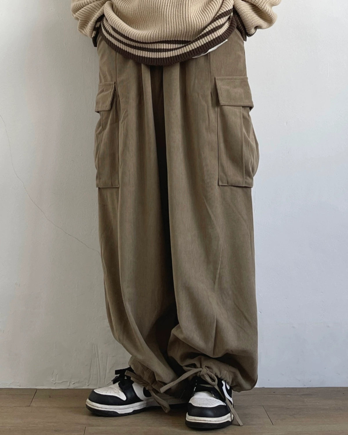 Retro Corduroy Wide-Leg Workwear Pants N0687