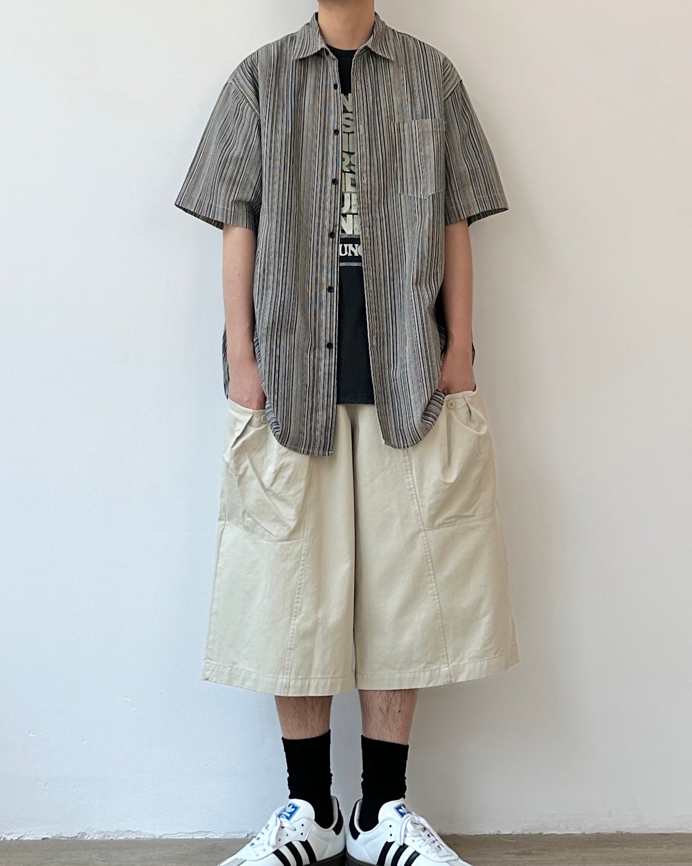 Vertical Striped Short Sleeve Shirt N0806