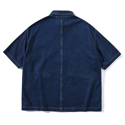 Denim Contrast Stitch Short Sleeve Shirt N1095