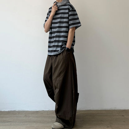 Gray Border Relaxed Half Sleeve Tee N1078