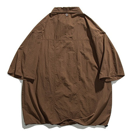Oversized Flap Pocket Half Sleeve Shirt N1091