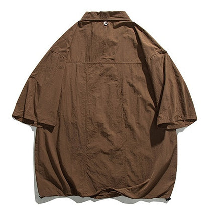 Oversized Flap Pocket Half Sleeve Shirt N1091