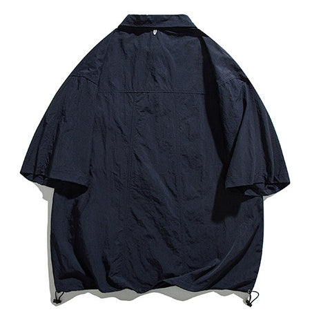 Oversized Flap Pocket Half Sleeve Shirt N1091