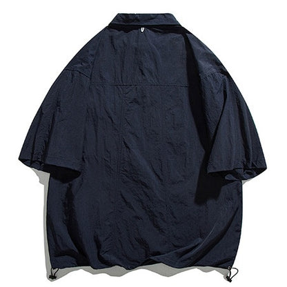 Oversized Flap Pocket Half Sleeve Shirt N1091