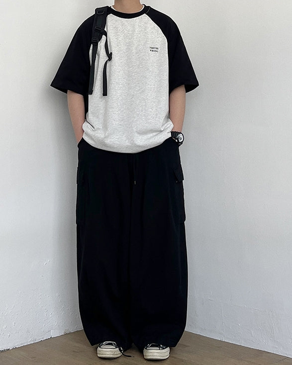 Simple Design Two Tone Short Sleeve T-Shirt N0777