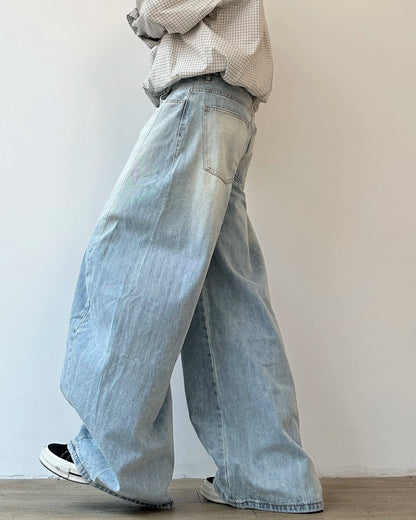 Vintage Wash Wide Denim Pants N0852