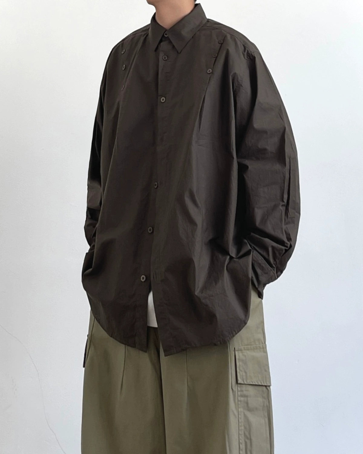 Button Accent Long Sleeve Shirt N0702