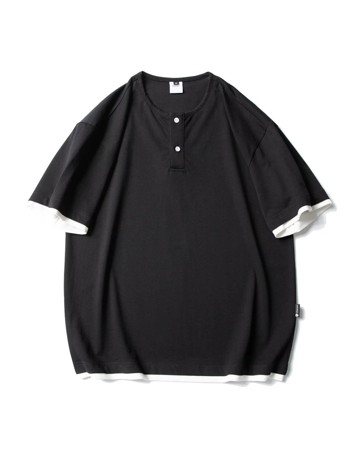 Layered Henley Short Sleeve T-Shirt N0792