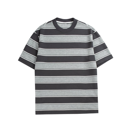 Striped Roud Neck Short-sleeved T-shirt N0273