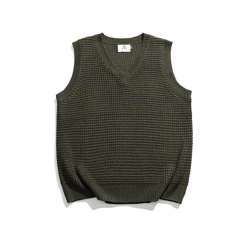 Loose Solid Color Sleeveless Knitted Vest N0298