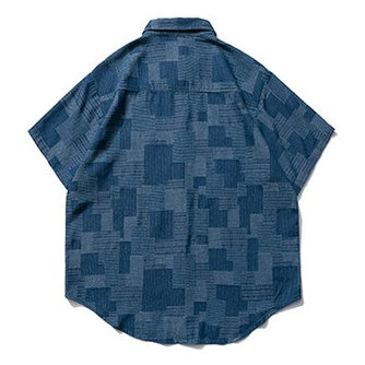 Geometric Check Short Sleeve Shirt N1096