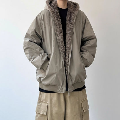 Volume Silhouette Fur Hood Jacket N0993