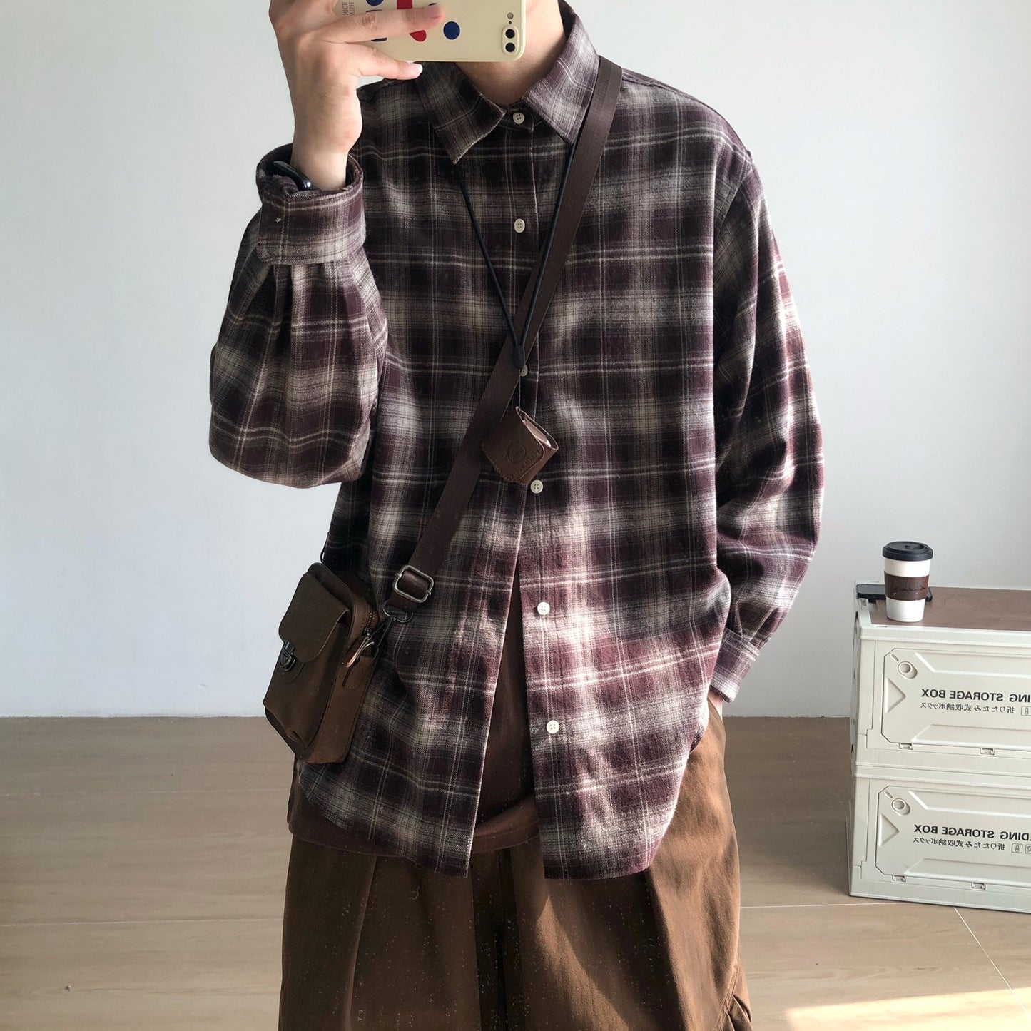 Check Casual Silhouette Long Sleeve Shirt N1000