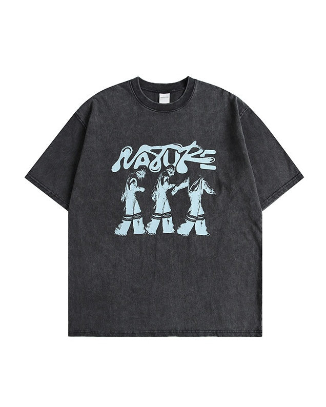 Washed Round Neck T-shirt N0798