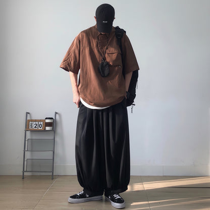 Oversized Flap Pocket Half Sleeve Shirt N1091