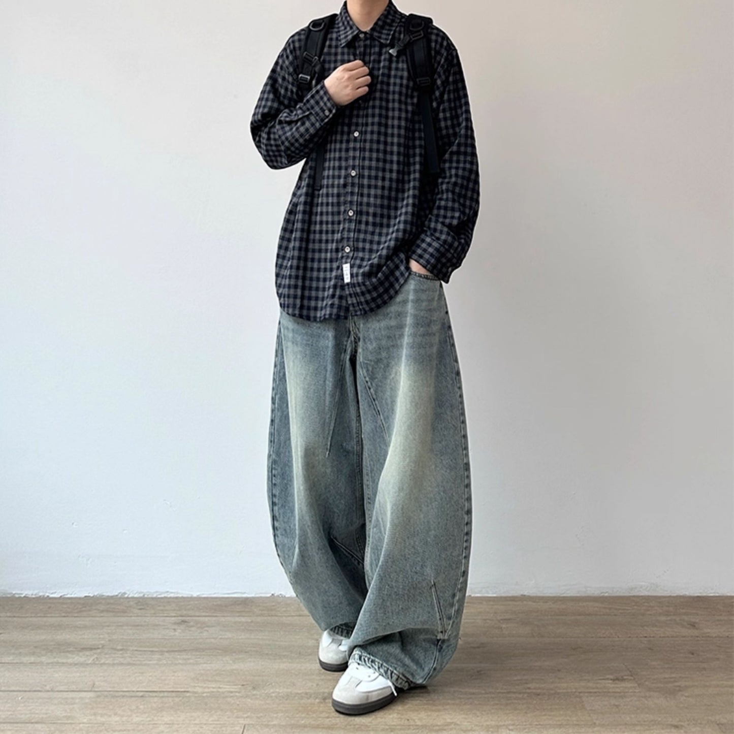 Vintage Wash Wide Denim Pants N0965