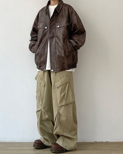 Asymmetric Wrinkle Wide Pants N0613